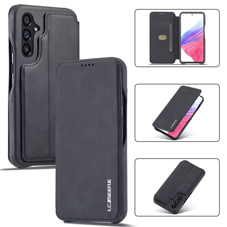 LC.IMEEKE Hon Ancient Series Horizontal Flip Leather Phone Case – Card Slot, Flip, Leather, For Samsung Galaxy A54 5G For Samsung Galaxy A54 5G Black