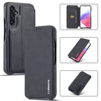 LC.IMEEKE Hon Ancient Series Horizontal Flip Leather Phone Case – Card Slot, Flip, Leather, For Samsung Galaxy A54 5G For Samsung Galaxy A54 5G Black