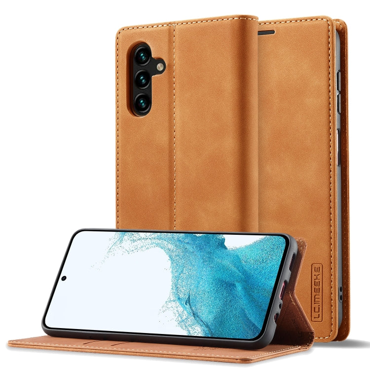 LC.IMEEKE Strong Magnetism Ultra-thin Matte Leather Phone Case, For Samsung Galaxy A34 5G For Samsung Galaxy A34 5G Brown