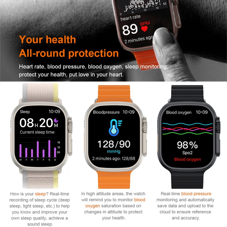 S800 Smart Watch – 1.96" Screen, Blood Pressure Monitoring, Heart Rate Monitoring