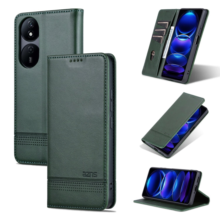 AZNS Magnetic Calf Texture Flip Leather Phone Case – Magnetic, Card Slot, Flip, For Honor Play 50 Plus, For Honor X50, For Honor X50i/90 Lite, For Honor Play 40 For Honor Play 50 Plus Dark Green