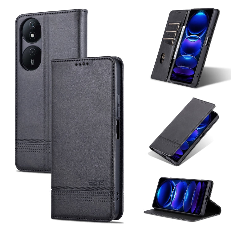 AZNS Magnetic Calf Texture Flip Leather Phone Case – Magnetic, Card Slot, Flip, For Honor Play 50 Plus, For Honor X50, For Honor X50i/90 Lite, For Honor Play 40 For Honor Play 50 Plus Black
