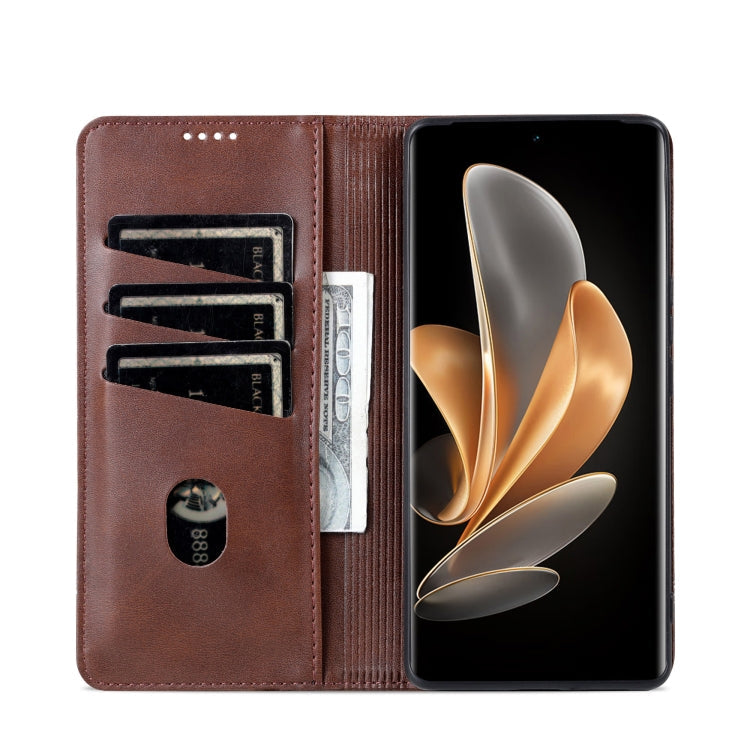 AZNS Magnetic Calf Texture Flip Leather Phone Case – Magnetic, Card Slot, Flip, For Honor X60, For Honor X60i, For Honor Play 60 Plus, For Honor X6b