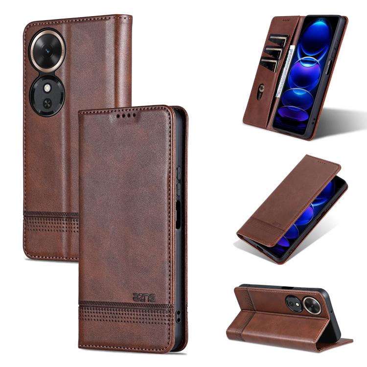AZNS Magnetic Calf Texture Flip Leather Phone Case – Magnetic, Card Slot, Flip, For Honor Play 60, For Honor 400 Global 156.5mm, For Honor 300 Ultra, For Honor 300 Pro