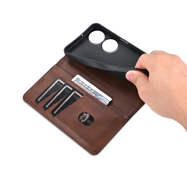 AZNS Magnetic Calf Texture Flip Leather Phone Case – Magnetic, Card Slot, Flip, For Honor Play 60, For Honor 400 Global 156.5mm, For Honor 300 Ultra, For Honor 300 Pro