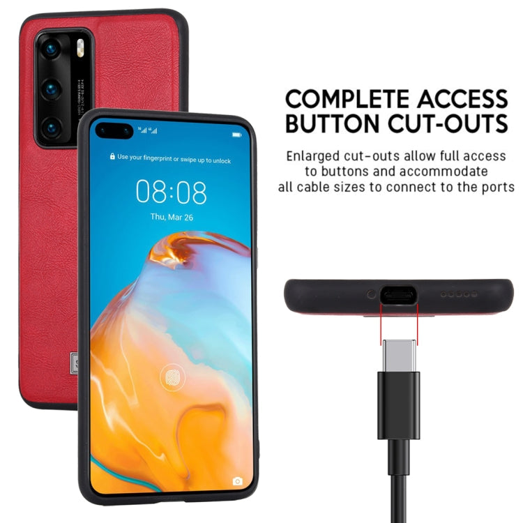 Shockproof TPU + Handmade Leather Protective Case – Shockproof, Leather, TPU, For Huawei P40, For Huawei P40 Pro