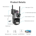 QX81 Humanoid Recognition AI Alarm WIFI Spherical Dual 2MP IP Camera, AU Plug, US Plug, EU Plug, UK Plug – Durable Build, Easy to Use