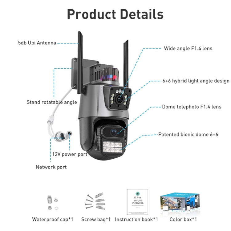 QX81 Humanoid Recognition AI Alarm WIFI Spherical Dual 2MP IP Camera, AU Plug, US Plug, EU Plug, UK Plug – Durable Build, Easy to Use