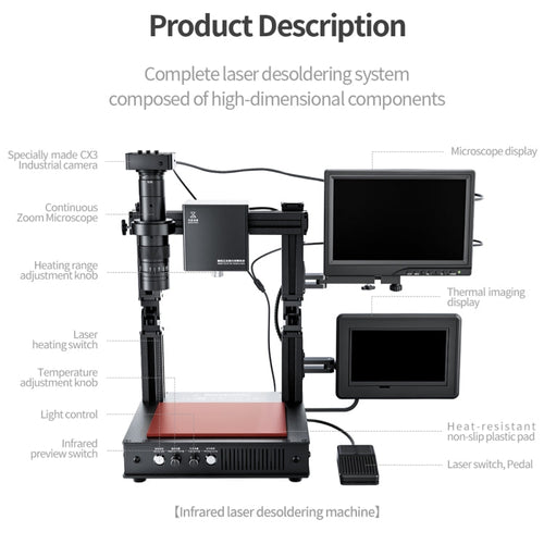 Mega-idea Intelligent Infrared Laser Desoldering Machine, With Microscope Set, Without Microscope Set – Non-slip