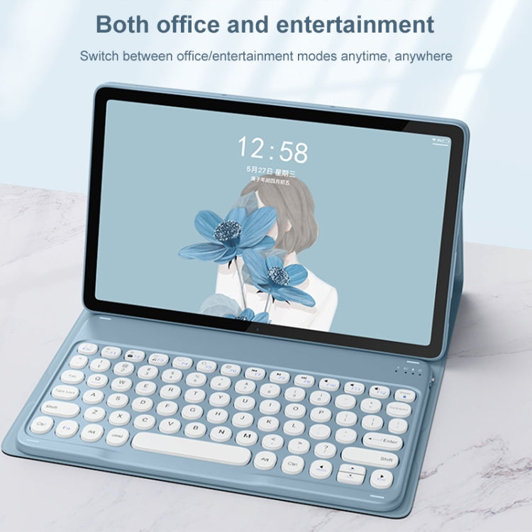 YM-LX106 Round Key Detachable Bluetooth Tablet Keyboard Leather Case with Mouse, YM-LX106 with Mouse – Magnetic, Leather, Fast Charging