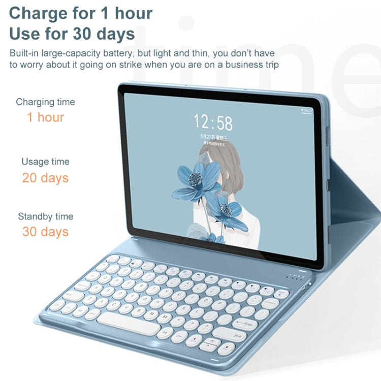 YM-LX106 Round Key Detachable Bluetooth Tablet Keyboard Leather Case with Mouse, YM-LX106 with Mouse – Magnetic, Leather, Fast Charging
