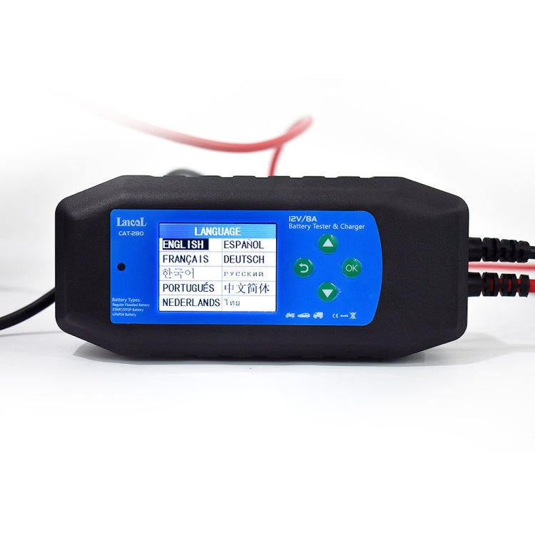 CAT-280 2 in 1 Car Battery Charger & Color Screen Battery Tester, EU Plug – Waterproof