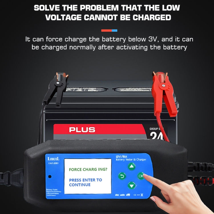 CAT-280 2 in 1 Car Battery Charger & Color Screen Battery Tester, EU Plug – Waterproof