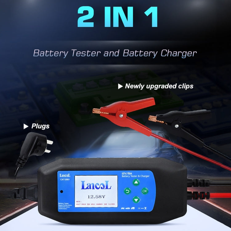 CAT-280 2 in 1 Car Battery Charger & Color Screen Battery Tester, EU Plug – Waterproof