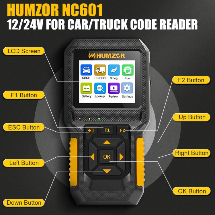 HUMZOR NC601 Car and Truck OBD2 Scan Tool Diagnostic Tool, NC601 – 4K