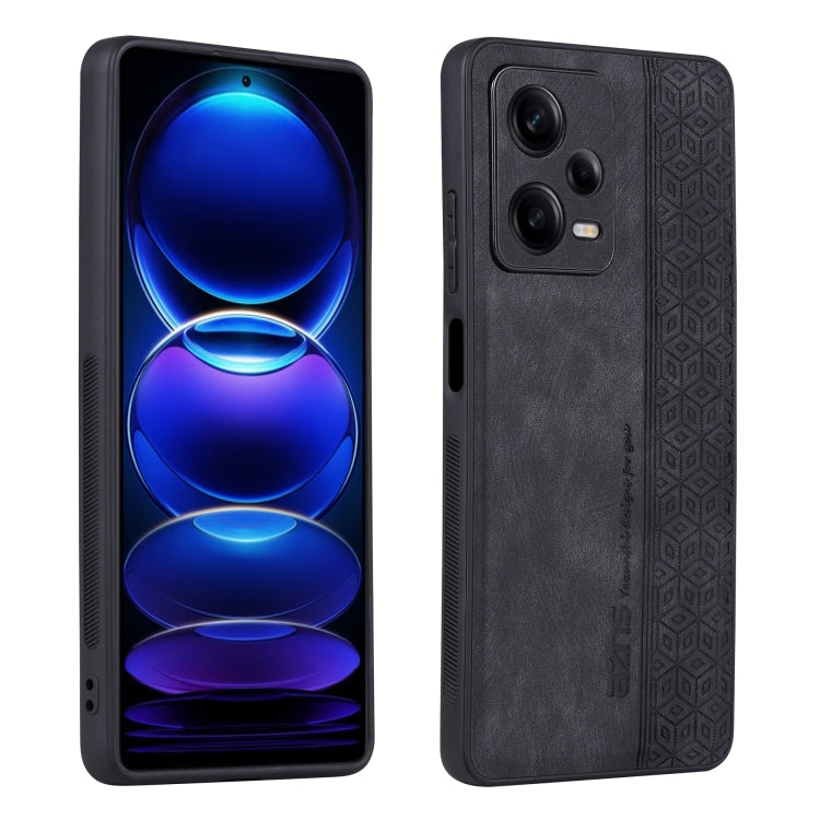 AZNS 3D Embossed Skin Feel Phone Case – Leather, TPU, For Xiaomi Redmi Note 12 Pro 5G Global, For Xiaomi Poco X5, For Huawei P60 Art, For Huawei P60 / P60 Pro For Xiaomi Poco X5 Black