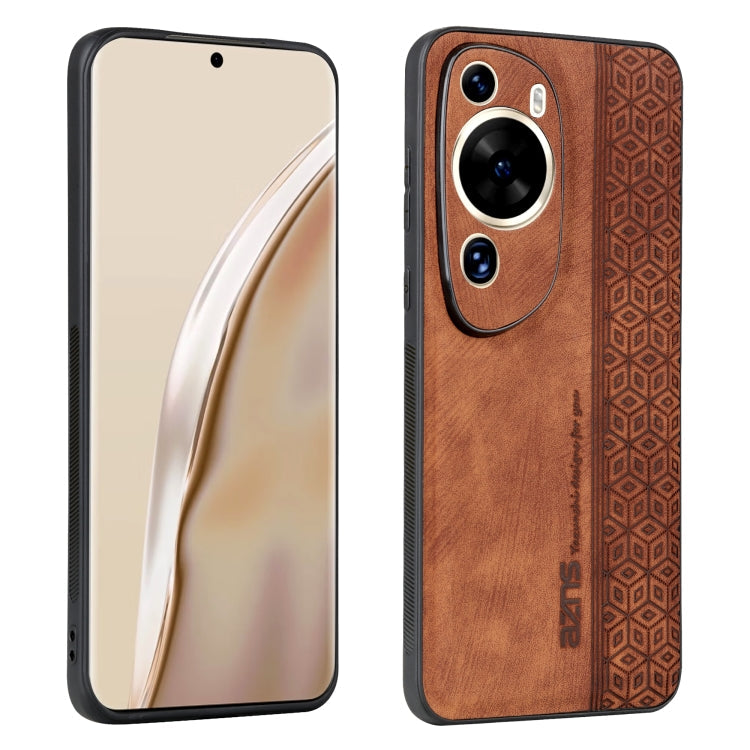 AZNS 3D Embossed Skin Feel Phone Case – Leather, TPU, For Xiaomi Redmi Note 12 Pro 5G Global, For Xiaomi Poco X5, For Huawei P60 Art, For Huawei P60 / P60 Pro For Huawei P60 Art Brown