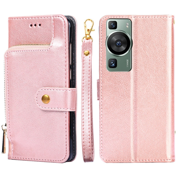 Zipper Bag Leather Phone Case – Card Slot, Leather, TPU, For Huawei P60 / P60 Pro, For Nokia G22, For Honor Magic5, For Honor Magic5 Pro, For Honor X5 4G, For Honor X40 For Huawei P60 P60 Pro Rose Gold