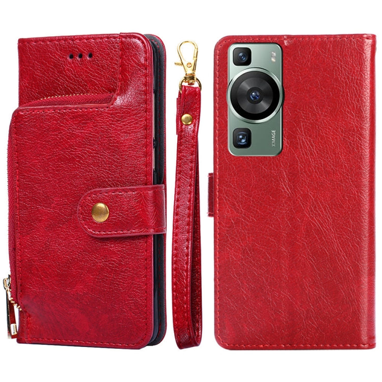Zipper Bag Leather Phone Case – Card Slot, Leather, TPU, For Huawei P60 / P60 Pro, For Nokia G22, For Honor Magic5, For Honor Magic5 Pro, For Honor X5 4G, For Honor X40 For Huawei P60 P60 Pro Red