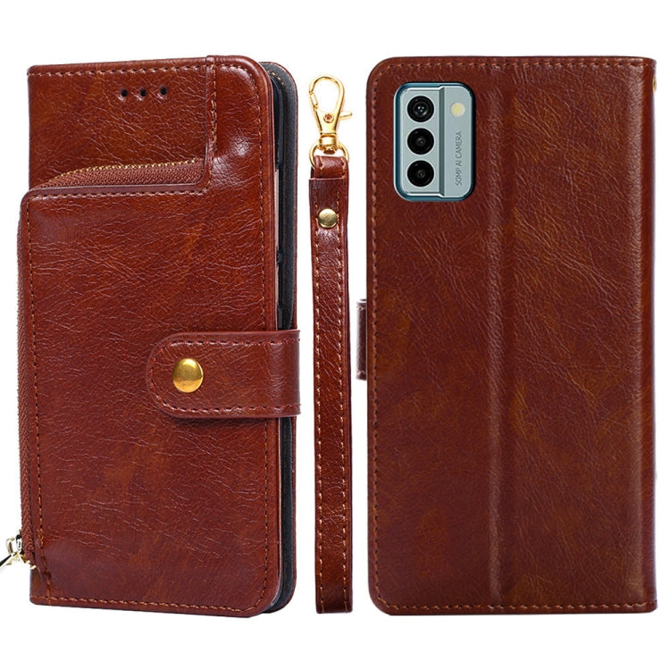 Zipper Bag Leather Phone Case – Card Slot, Leather, TPU, For Huawei P60 / P60 Pro, For Nokia G22, For Honor Magic5, For Honor Magic5 Pro, For Honor X5 4G, For Honor X40 For Nokia G22 Brown