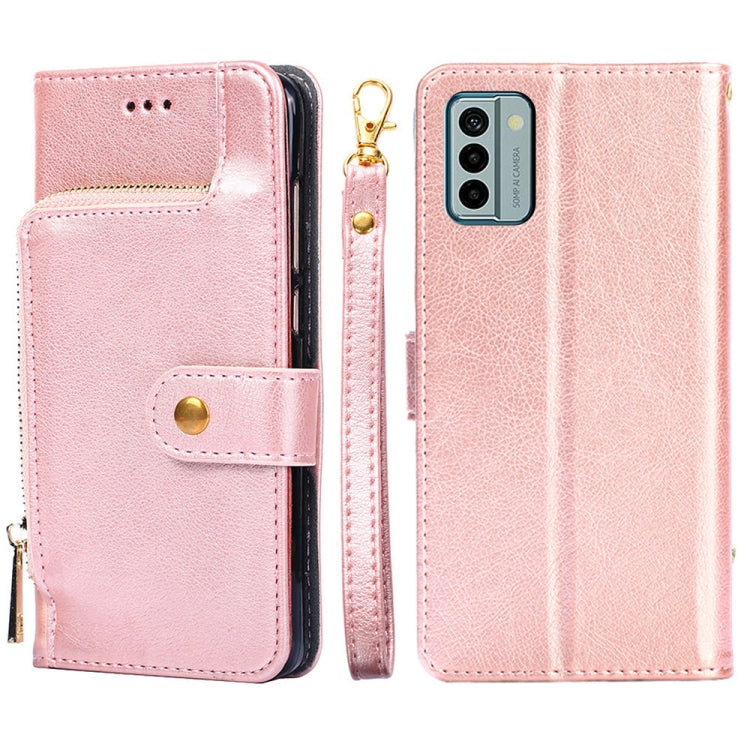 Zipper Bag Leather Phone Case – Card Slot, Leather, TPU, For Huawei P60 / P60 Pro, For Nokia G22, For Honor Magic5, For Honor Magic5 Pro, For Honor X5 4G, For Honor X40 For Nokia G22 Rose Gold