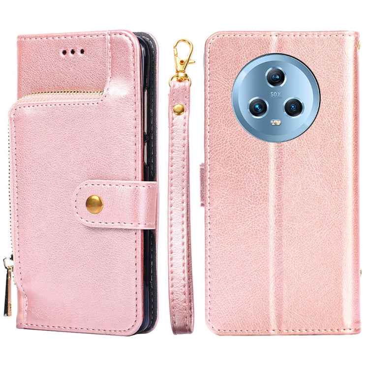 Zipper Bag Leather Phone Case – Card Slot, Leather, TPU, For Huawei P60 / P60 Pro, For Nokia G22, For Honor Magic5, For Honor Magic5 Pro, For Honor X5 4G, For Honor X40 For Honor Magic5 Rose Gold