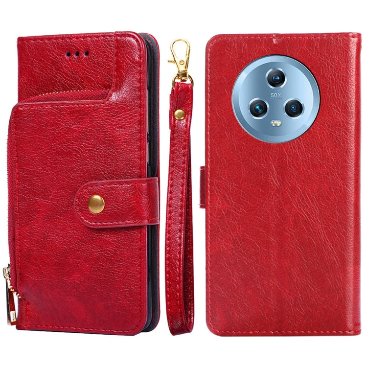 Zipper Bag Leather Phone Case – Card Slot, Leather, TPU, For Huawei P60 / P60 Pro, For Nokia G22, For Honor Magic5, For Honor Magic5 Pro, For Honor X5 4G, For Honor X40 For Honor Magic5 Red