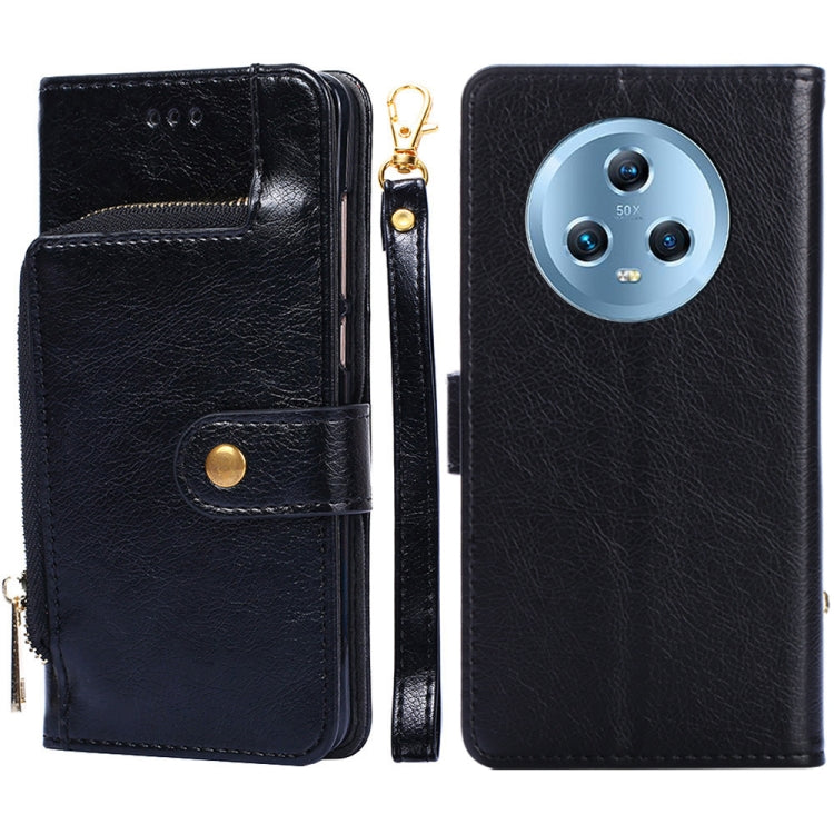 Zipper Bag Leather Phone Case – Card Slot, Leather, TPU, For Huawei P60 / P60 Pro, For Nokia G22, For Honor Magic5, For Honor Magic5 Pro, For Honor X5 4G, For Honor X40 For Honor Magic5 Black