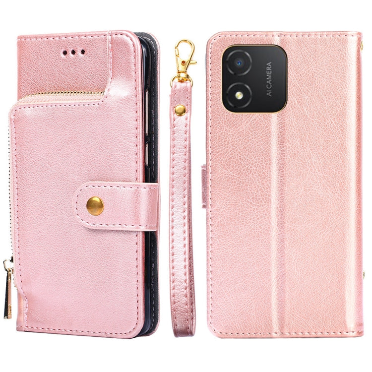 Zipper Bag Leather Phone Case – Card Slot, Leather, TPU, For Huawei P60 / P60 Pro, For Nokia G22, For Honor Magic5, For Honor Magic5 Pro, For Honor X5 4G, For Honor X40 For Honor X5 4G Rose Gold