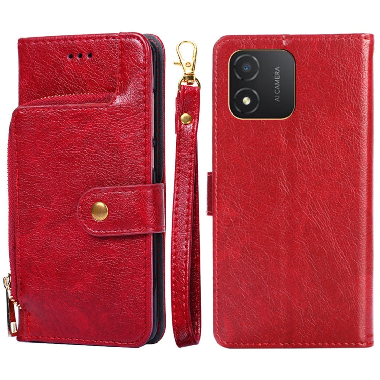 Zipper Bag Leather Phone Case – Card Slot, Leather, TPU, For Huawei P60 / P60 Pro, For Nokia G22, For Honor Magic5, For Honor Magic5 Pro, For Honor X5 4G, For Honor X40 For Honor X5 4G Red