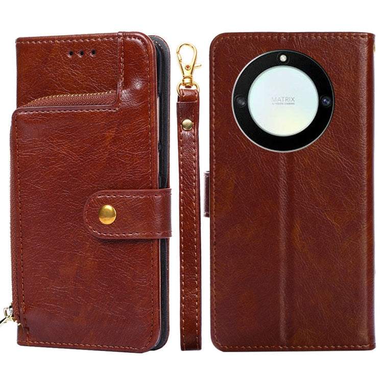Zipper Bag Leather Phone Case – Card Slot, Leather, TPU, For Huawei P60 / P60 Pro, For Nokia G22, For Honor Magic5, For Honor Magic5 Pro, For Honor X5 4G, For Honor X40 For Honor X40 Brown