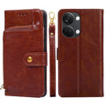 Zipper Bag Leather Phone Case – Card Slot, Leather, TPU, For OnePlus Ace 2V 5G
