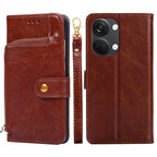 Zipper Bag Leather Phone Case – Card Slot, Leather, TPU, For OnePlus Ace 2V 5G