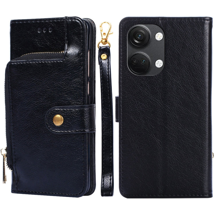 Zipper Bag Leather Phone Case – Card Slot, Leather, TPU, For OnePlus Ace 2V 5G For OnePlus Ace 2V 5G Black