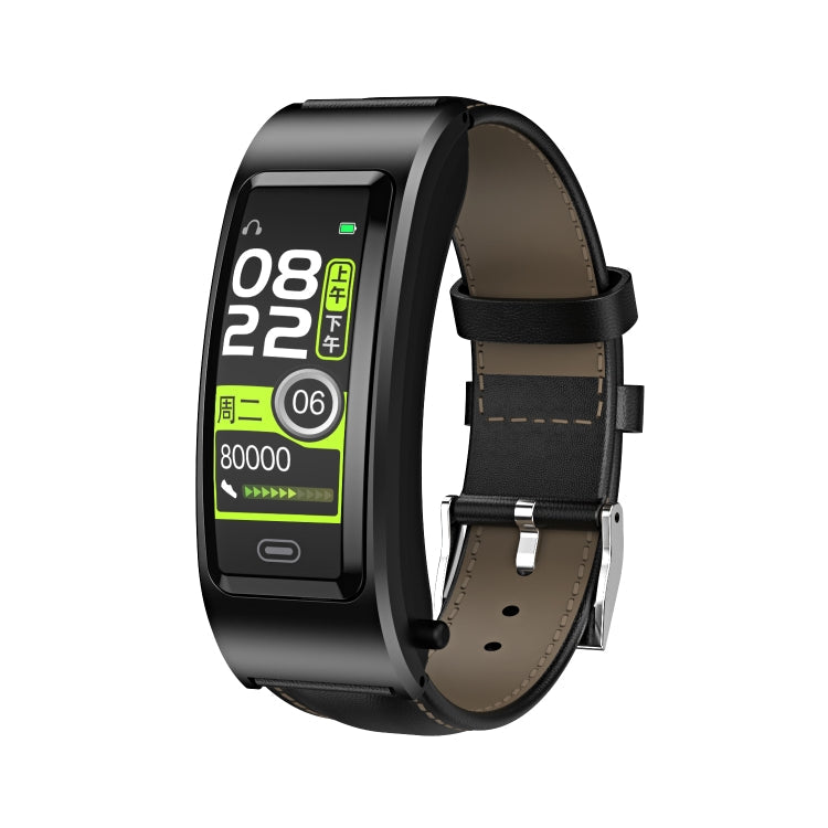 B7 Bluetooth Earphone Smart Bracelet, Support Sleep Monitoring / Blood Oxygen Monitoring / Heart Rate Monitoring – Waterproof, Magnetic, Bluetooth Black + Black Leather Belt