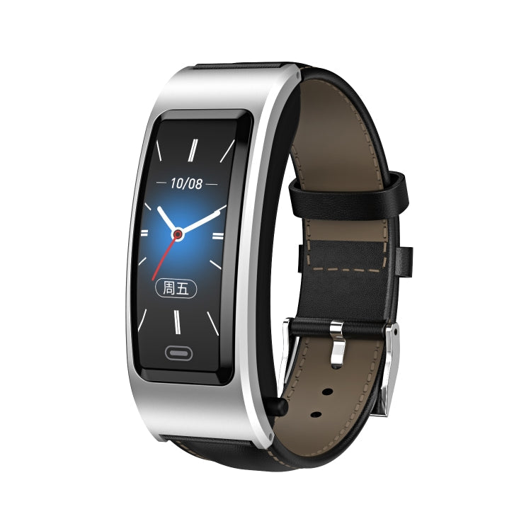 B7 Bluetooth Earphone Smart Bracelet, Support Sleep Monitoring / Blood Oxygen Monitoring / Heart Rate Monitoring – Waterproof, Magnetic, Bluetooth Silver + Black Leather Belt