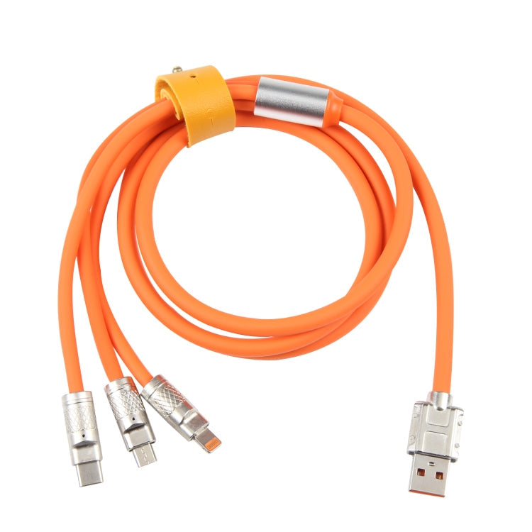 Mech Series 6A 120W 3 in 1 Metal Plug Silicone Fast Charging Data Cable, Length: 1.2m, 1.2m 3 in 1 – Fast Charging, Aluminum Alloy