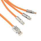 Mech Series 6A 120W 3 in 1 Metal Plug Silicone Fast Charging Data Cable, Length: 1.2m, 1.2m 3 in 1 – Fast Charging, Aluminum Alloy