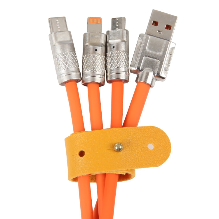 Mech Series 6A 120W 3 in 1 Metal Plug Silicone Fast Charging Data Cable, Length: 1.2m, 1.2m 3 in 1 – Fast Charging, Aluminum Alloy