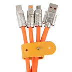 Mech Series 6A 120W 3 in 1 Metal Plug Silicone Fast Charging Data Cable, Length: 1.2m, 1.2m 3 in 1 – Fast Charging, Aluminum Alloy