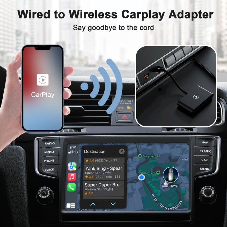 THT-020-2 USB + USB-C / Type-C Wired to Wireless Carplay Adapter for iPhone, THT-020-2 – Durable Build, Easy to Use