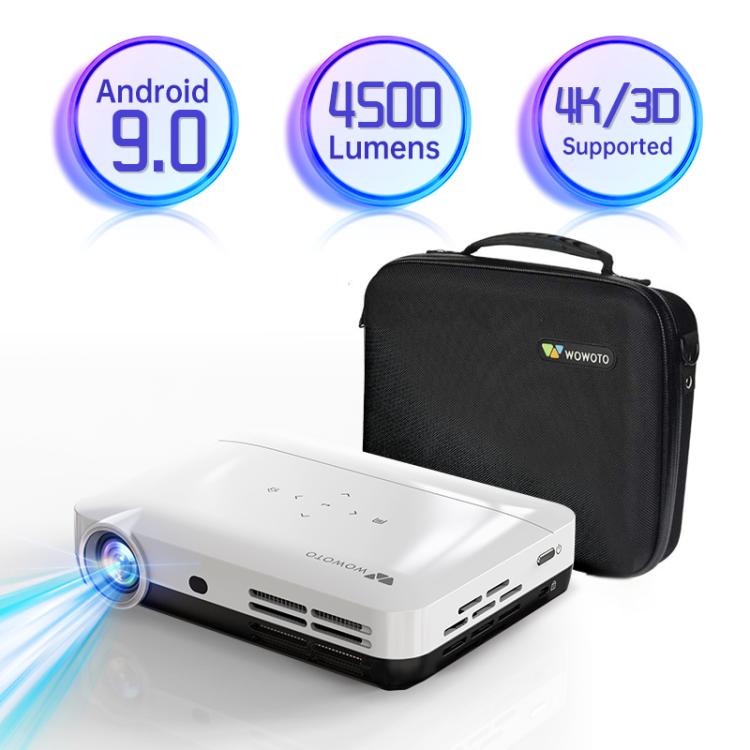 WOWOTO H10S TIDLP DMD 0.45 inch 1920 x 1080P 4K 500ANSI RGB LED Smart Projector, H10S – Bluetooth, TPU, 4K