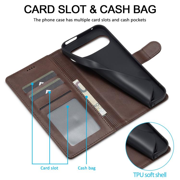 LC.IMEEKE Calf Texture Flip Leather Phone Case – Card Slot, Flip, Leather, For Google Pixel 11 Pro XL, For Google Pixel 11 / 11 Pro, For Google Pixel 10a, For Google Pixel 10 Pro XL