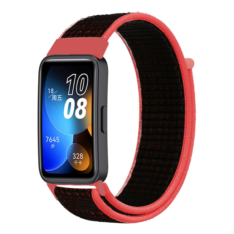 Watch Band – Braided Nylon (16mm) For Huawei Band 8 Red Black
