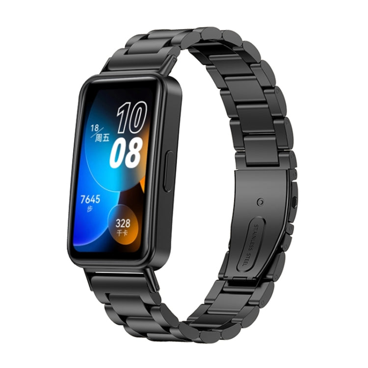 16mm Three Strains Metal Replacement Watch Band, For Huawei Band 8 For Huawei Band 8 Black