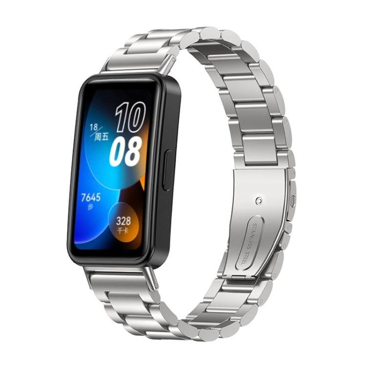 16mm Three Strains Metal Replacement Watch Band, For Huawei Band 8 For Huawei Band 8 Silver