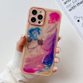 Oil Painting Electroplating TPU Phone Case, For iPhone 12 Pro Max, For... For iPhone 12 Pro Max Pink