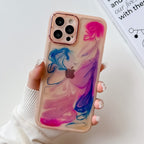 Oil Painting Electroplating TPU Phone Case, For iPhone 12 Pro Max, For... For iPhone 12 Pro Max Pink