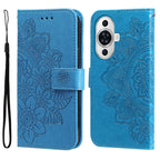 Seven-petal Flowers Embossing Leather Phone Case – Wear-resistant, Card Slot, Kickstand, For Huawei Mate 60, For Huawei Mate 60 Pro, For Huawei Enjoy 60X, For Huawei nova 11 Pro