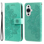 Seven-petal Flowers Embossing Leather Phone Case – Wear-resistant, Card Slot, Kickstand, For Huawei Mate 60, For Huawei Mate 60 Pro, For Huawei Enjoy 60X, For Huawei nova 11 Pro